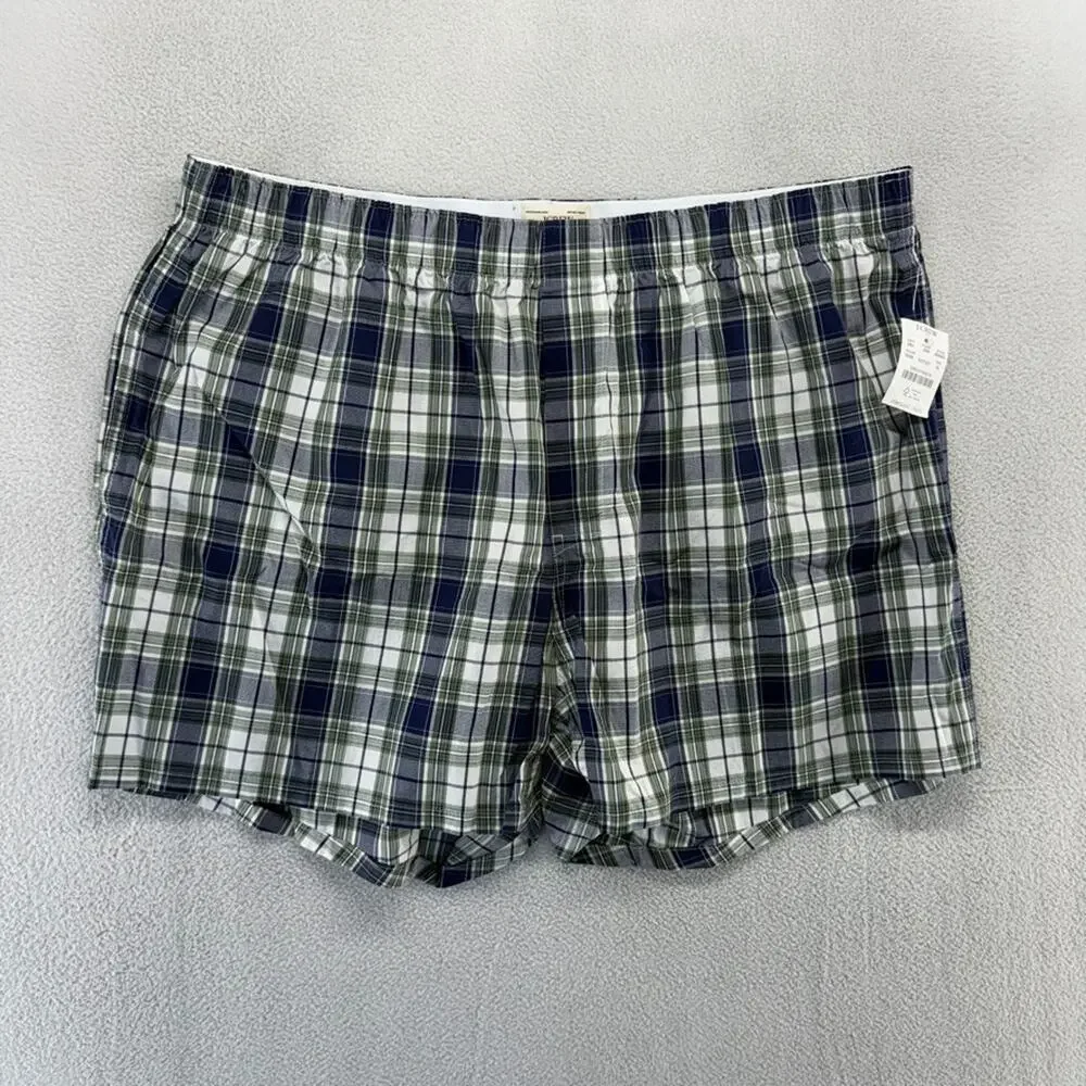 J Crew Boxers Men's XL Green Blue Shorts underwear Check Checkered Plaid NEW